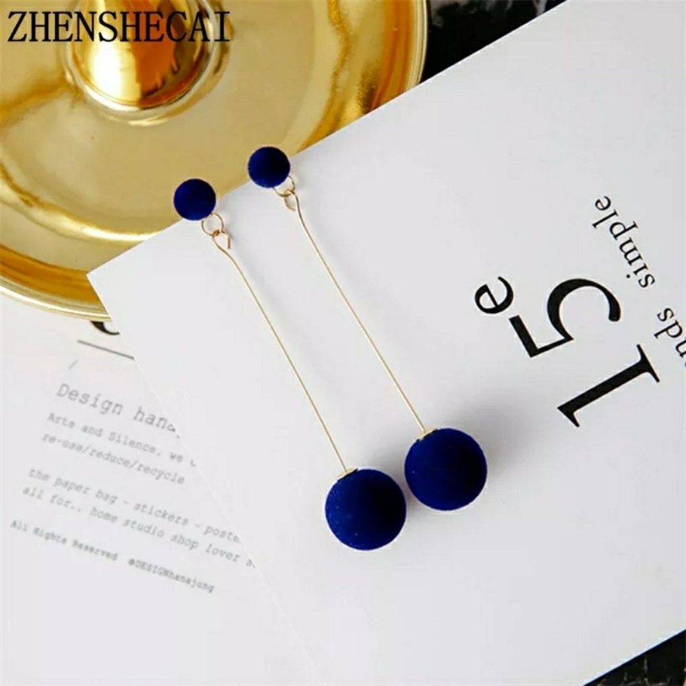 💖 Blue Ball Drop Earrings - Picture 3 of 4